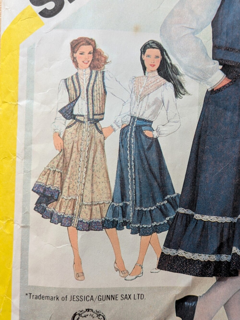 Vintage Gunne Sax Sewing Pattern Simplicity 5191 Prairie Skirt Blouse Quilt Vest
